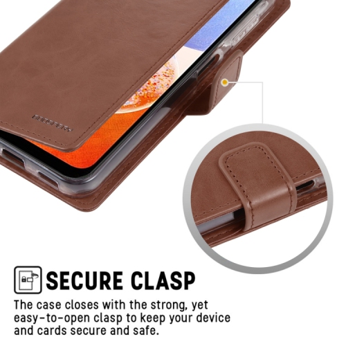 TopSave Goospery BLUEMOON Card Slot w/Magnetic Clip Leather Folio Wallet Flip For Samsung Galaxy A14 6.6", Brown