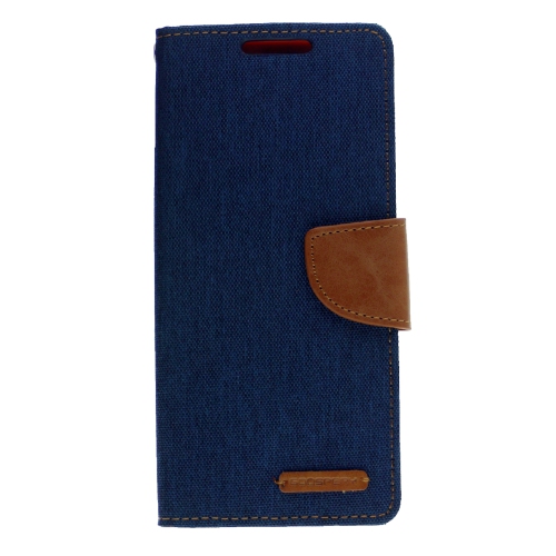 TopSave Goospery Fente pour Carte CANVAS avec Clip Magnétique Denim Tissu Folio Portefeuille Flip pour Samsung Galaxy A14 5G 6.6", Bleu Marine