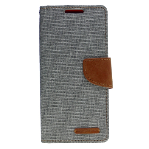 TopSave Goospery CANVAS Card Slot w/Magnetic Clip Denim Cloth Folio Wallet Flip For Samsung Galaxy A14 5G 6.6", Gray