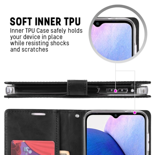 TopSave Goospery BLUEMOON Card Slot w/Magnetic Clip Leather Folio Wallet Flip For Samsung Galaxy A14 6.6", Black