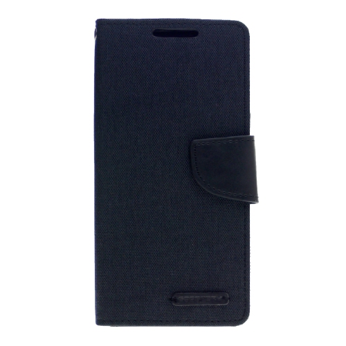 TopSave Goospery CANVAS Card Slot w/Magnetic Clip Denim Cloth Folio Wallet Flip For Samsung Galaxy A14 5G 6.6", Black