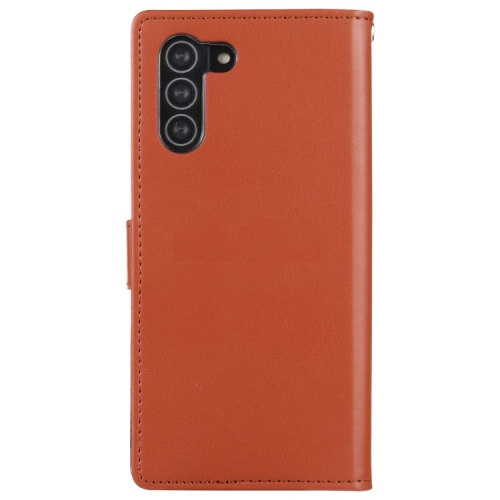 TopSave Goospery RICH MAX(5) Card Slot w/Magnetic Clip Leather Folio Wallet Flip For Samsung Galaxy 14 6.6", Brown