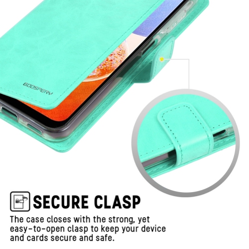 TopSave Goospery BLUEMOON Fente pour Carte avec Clip Magnétique Portefeuille Folio en Cuir Flip pour Samsung Galaxy A14 6.6", Bleu sarcelle