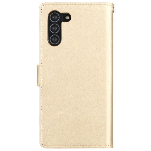 TopSave Goospery RICH MAX(5) Fente pour carte avec clip magnétique en cuir Folio Wallet Flip pour Samsung Galaxy 14 6.6", Or