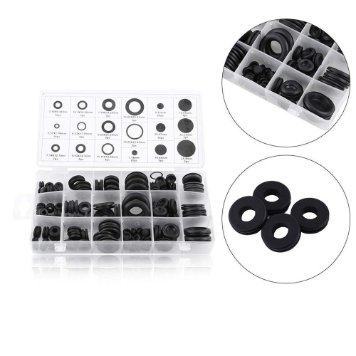 ISTAR 180 Pcs Rubber Grommet Firewall Hole Plug Assortment in 8 Common Sizes,Set Electrical Wire Gasket for Auto Body and Sheet Metal