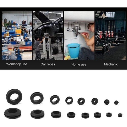 ISTAR 180 Pcs Rubber Grommet Firewall Hole Plug Assortment in 8 Common Sizes,Set Electrical Wire Gasket for Auto Body and Sheet Metal