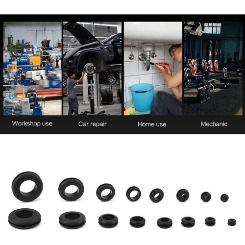 ISTAR 180 Pcs Rubber Grommet Firewall Hole Plug Assortment in 8 Common Sizes,Set Electrical Wire Gasket for Auto Body and Sheet Metal