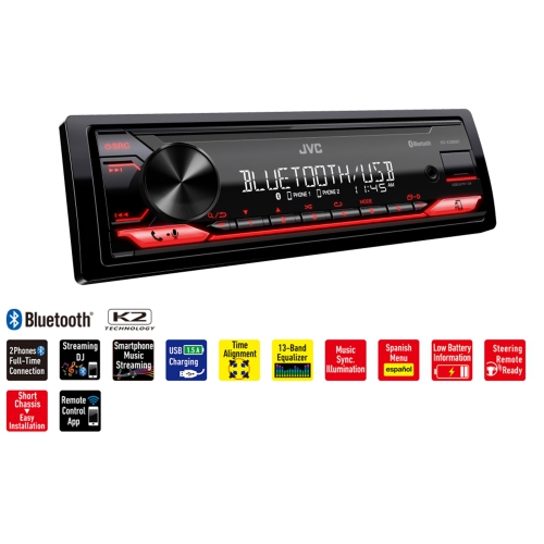 JVC KD-X280BT - Radio/Digital Media Receiver with Bluetooth, For Car, Black