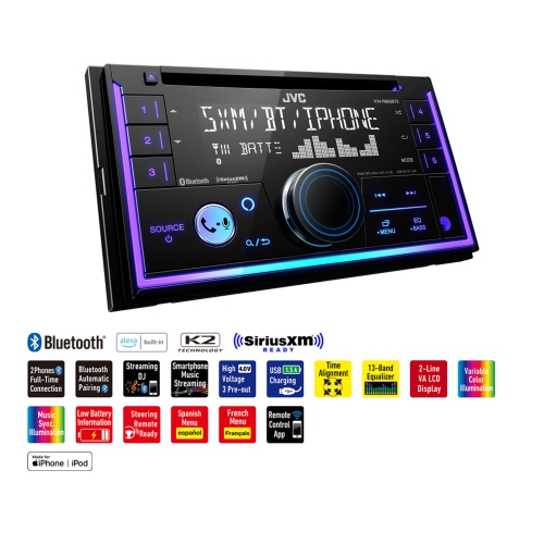 JVC KW-R950BTS - Radio/Récepteur Multimédia avec Lecteur CD et Bluetooth, Pour Voiture, Noir