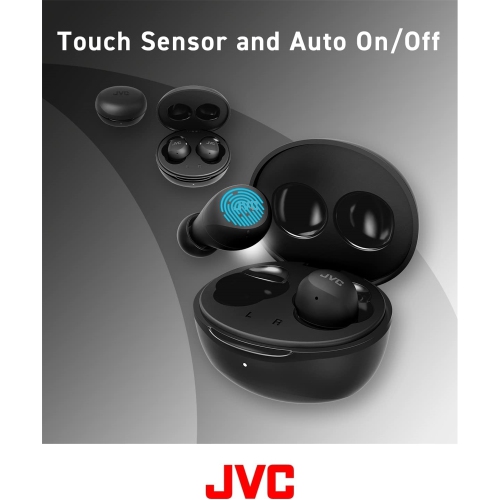 JVC HA-A6T-B - In-Ear Wireless Headphones, Bluetooth 5.1, With Charging Box and Touch Control, Noir