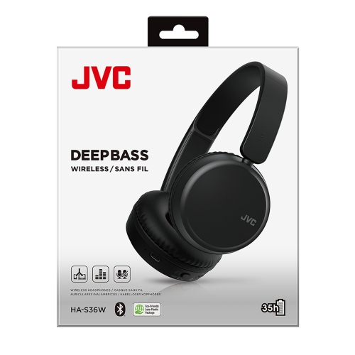 JVC HA-S36W-B - Wireless On-Ear Headphones, Bluetooth 5.2, Integrated Remote Control and Microphone, Black