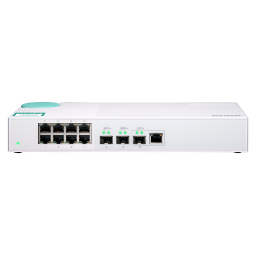 QNAP QSW-308-1C 10GbE Switch, with 3-Port 10G SFP+ and 8-Port Gigabit Unmanaged Switch