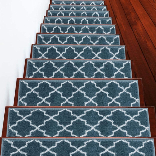 SussexHome Stair Treads - Carpet Strips for Indoor Stairs - Easy to Install with Double Adhesive Tape - Safe, 9" X 28" - 4-Pack - Teal
