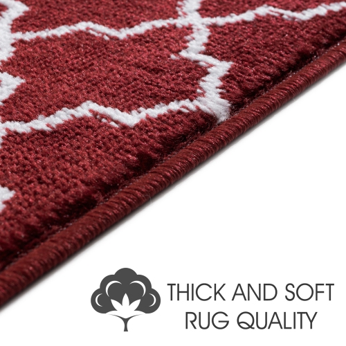 SussexHome Stair Treads - Carpet Strips for Indoor Stairs - Easy to Install with Double Adhesive Tape - Safe, 9" X 28" - 7-Pack - Red