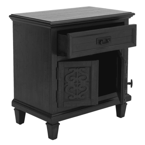 Rustic Gray Wood Nightstand with Twist Lock and 2 USB ports
