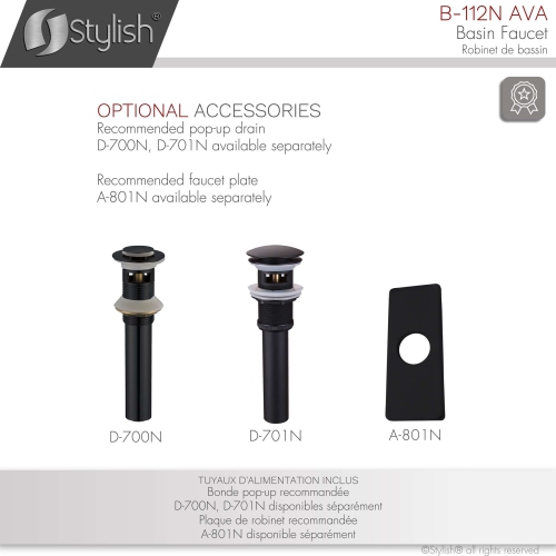 Stylish Single Handle Matte Black Finish Bathroom Faucet B-112N