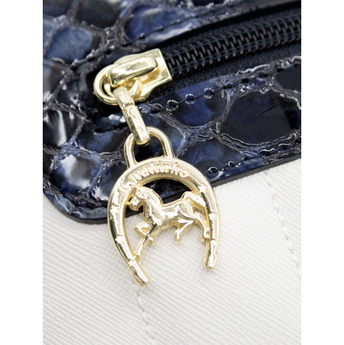 Cavalinho Grace Backpack - White and Navy - Leather and Canvas