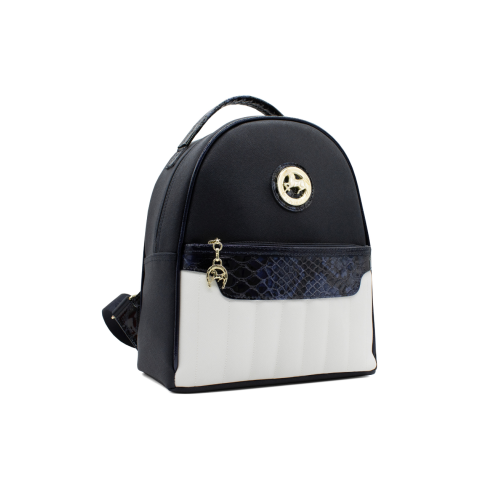 Cavalinho Grace Backpack Navy / White - Leather and Canvas