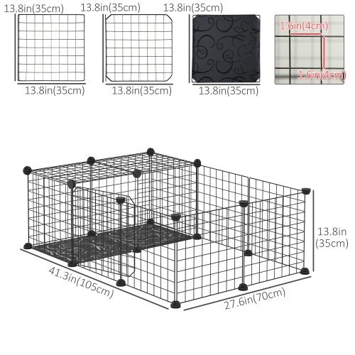 PawHut Pet Playpen, Guinea Pig Playpen, Customizable Rabbit Cage, Portable Metal Wire Pet Small Animal Fence with Door for Chinchilla, Ferret, Indoor