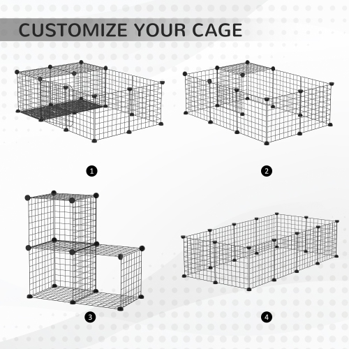PawHut Pet Playpen, Guinea Pig Playpen, Customizable Rabbit Cage, Portable Metal Wire Pet Small Animal Fence with Door for Chinchilla, Ferret, Indoor