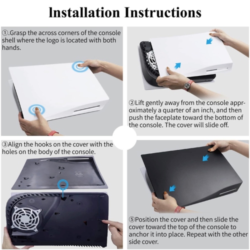 navor Faceplate Skin Compatible with PS5 Disk Console, Scratch Resistant Dustproof Faceplate Compatible with PlayStation 5, Hard ABS Shockproof Cover