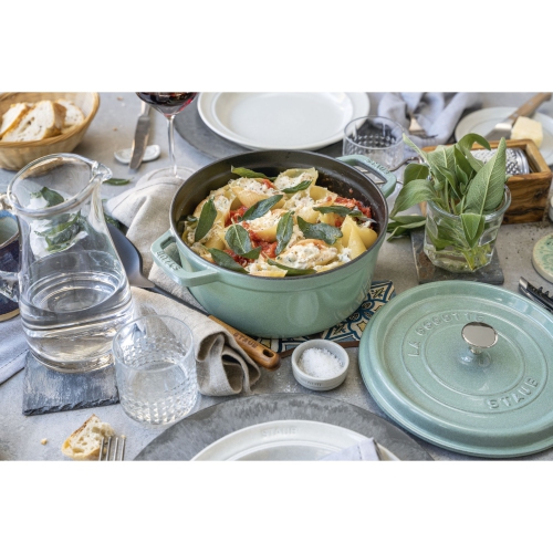 STAUB La Cocotte 3.7 L Cast Iron Round Cocotte, Sage