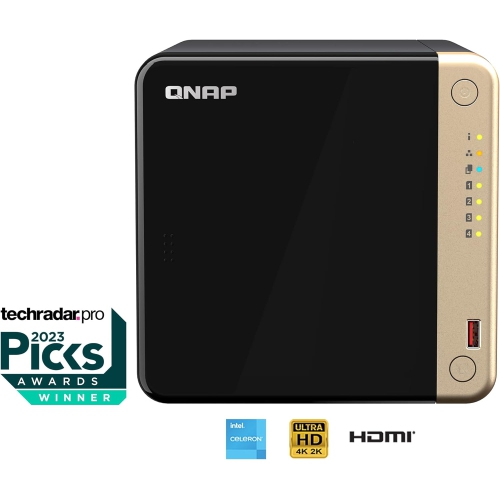 QNAP TS-464-8G-US 4 Bay High-Performance Desktop NAS with Intel Celeron Quad-core Processor, M.2 PCIe Slots and Dual 2.5GbE Network Connectivity