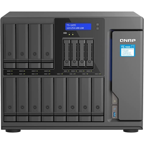 QNAP TS-1655-8G-US 16 Bay high Performance and high-Capacity Hybrid NAS with Intel® Atom® 8-core Processor, Dual 2.5GbE and Long-Term Availability