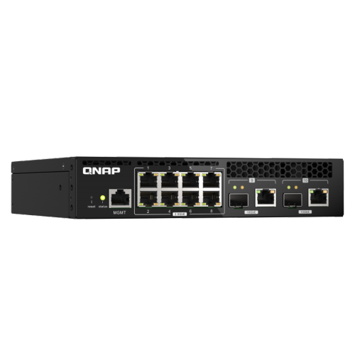 QNAP QSW-M2108R-2C Web Managed Half-Width Rackmount Switch, with Two 10GbE SFP+/RJ45 Combo Ports and Eight 2.5 Gigabit Port