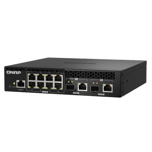 QNAP QSW-M2108R-2C Web Managed Half-Width Rackmount Switch, with Two 10GbE SFP+/RJ45 Combo Ports and Eight 2.5 Gigabit Port