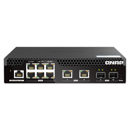 QNAP QSW-M2106R-2S2T-US 10-Port 10GbE & 2.5GbE Managed Network Switch. Layer 2, Web Management, Desktop/Rackmount