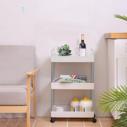 Chariot utilitaire à 3 niveaux avec étagère de rangement mince chariot roulant avec roulettes convenant à la cuisine/chambre à coucher/salon/salle de