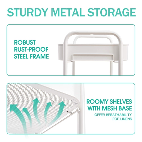 3-Tier Rolling Cart, Metal Utility Cart with Lockable Wheels, Storage Craft Art Cart Trolley Organizer Serving Cart Easy Assembly for Office,