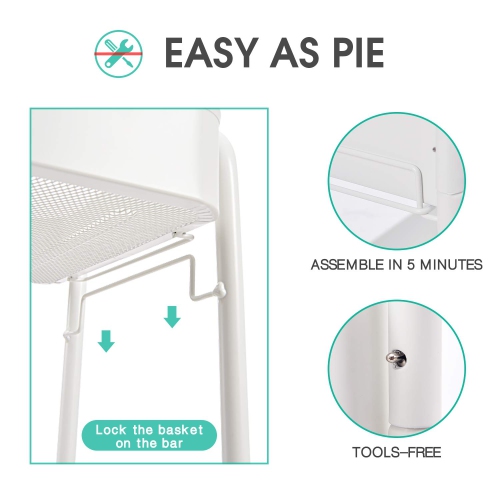 3-Tier Rolling Cart, Metal Utility Cart with Lockable Wheels, Storage Craft Art Cart Trolley Organizer Serving Cart Easy Assembly for Office,