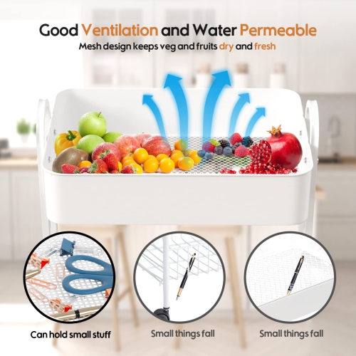 3-Tier Heavy Duty Full Metal Utility Rolling Cart for Storage Organizer Cart for Office, Bathroom, Kitchen