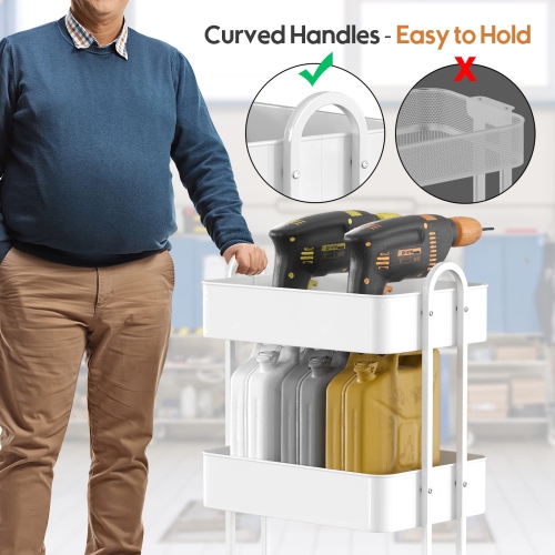 3-Tier Heavy Duty Full Metal Utility Rolling Cart for Storage Organizer Cart for Office, Bathroom, Kitchen