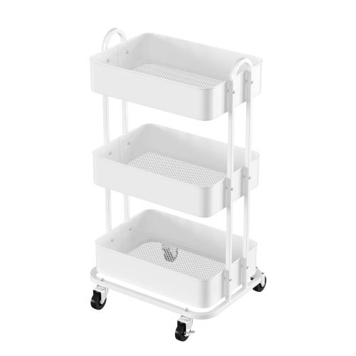 3-Tier Heavy Duty Full Metal Utility Rolling Cart for Storage Organizer Cart for Office, Bathroom, Kitchen