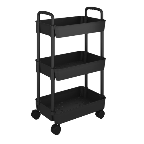 Image 1 de 7.. Chariot utilitaire à roulettes à 3 niveaux pour la cuisine, rangement multifonction avec poignée et 2 roulettes verrouillables pour la cuisine, la