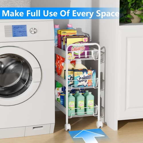 Mesh Wire Rolling Cart, 3 tier Kitchen Storage Utility Cart, Multifunction Basket Stand for Bathroom Office File Cart, Full Metal Storage Organizer