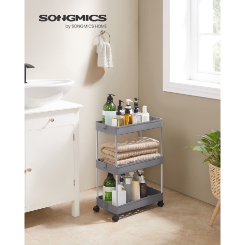 3-Tier Rolling Cart, Storage Cart with Wheels, Space-Saving Rolling Storage Cart, for Bathroom, Kitchen, Living Room, Office, 15.7 x 8.7 x 23.6