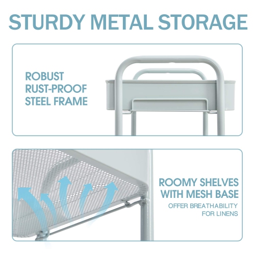 3-Tier Rolling Cart, Metal Utility Cart with Lockable Wheels, Storage Craft Art Cart Trolley Organizer Serving Cart Easy Assembly for Office,