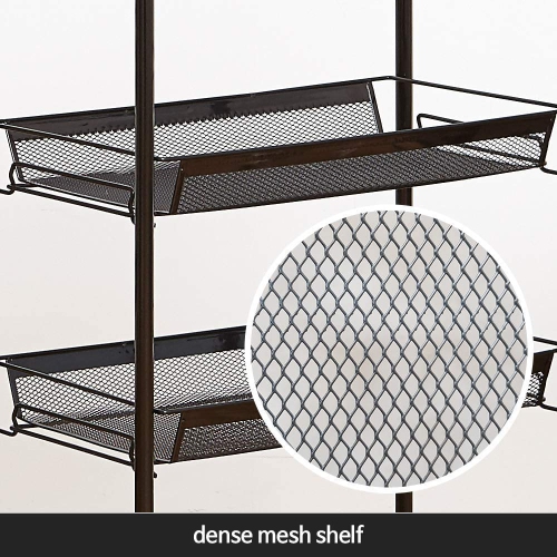 4-Tier Rolling Storage Rack Cart Organizer, Utility Mobile Metal Mesh Trolley with Wire Basket Shelving, Cart on Wheels for Kitchen Office Bathroom,