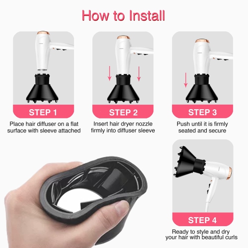 New Universal Hair Diffuser Attachment for Blow Dryers with 1.5-inch to 2.4-inch for Curly & Wavy Hair, Professional Hair Dryer Diffuser with Shampoo