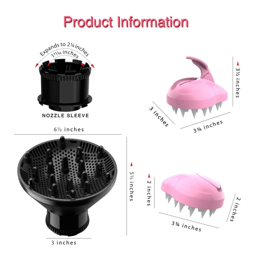 New Universal Hair Diffuser Attachment for Blow Dryers with 1.5-inch to 2.4-inch for Curly & Wavy Hair, Professional Hair Dryer Diffuser with Shampoo