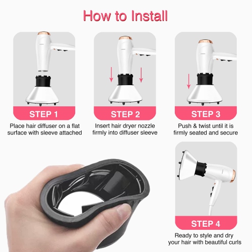 New Universal Hair Diffuser Attachment for Blow Dryers with 1.5-inch to 2.4-inch for Curly & Wavy Hair,Professional Hair Dryer Diffuser with Shampoo