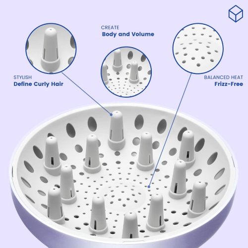 Universal Hair Diffuser “Super Sturdy” 4.4-6.6 cm for Natural Curly and Wavy Hair, Hair Dryer Attachment