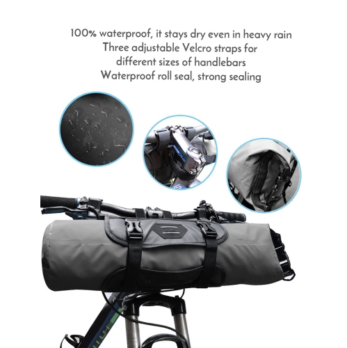 Bike Handlebar Bag Waterproof Bicycle Front Frame Storage Bag Adjustable Capacity Bicycle Front Tube Bag with Detachable Cycling Dry Pack Bag