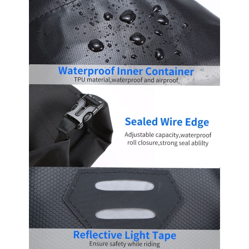 Bike Handlebar Bag Waterproof Bicycle Front Frame Storage Bag Adjustable Capacity Bicycle Front Tube Bag with Detachable Cycling Dry Pack Bag