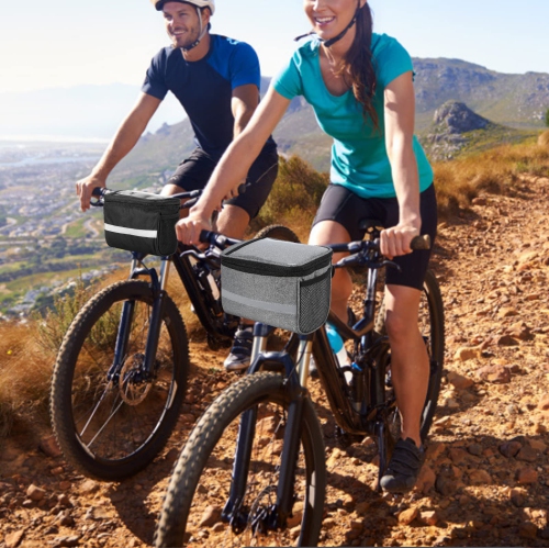 Bicycle Handlebar Bag Bike Frame Bag Bike Front Tube Bag Bike Baskets Bag Shoulder Bag with Reflective Stripe