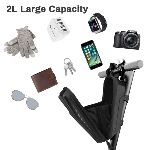 Scooter Storage Bag Waterproof Electric Scooter Handlebar Bag 2L Scooter Front Bag with Hook & Loop Fastener Reflective Design Front Hanging Bag for